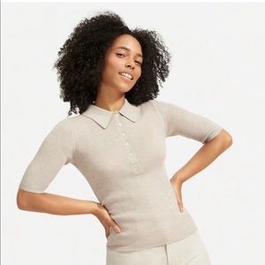 Everlane Italian Merino Rib Polo Oatmeal